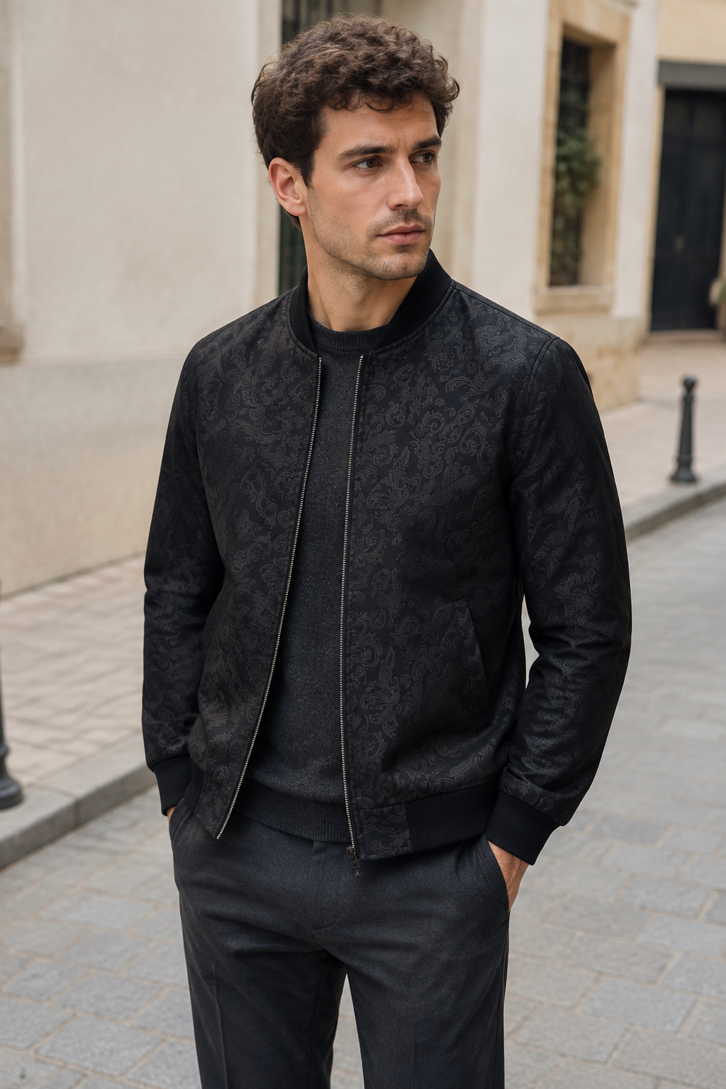 DANTE Chaqueta Bomber Jacquard – Distinción Moderna