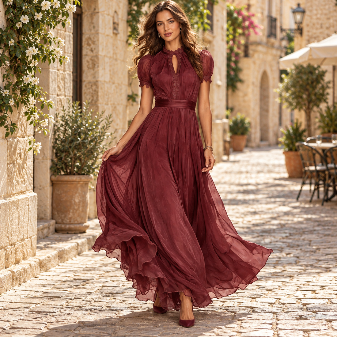 FLAVIA Vestido Largo – Elegancia y Movimiento