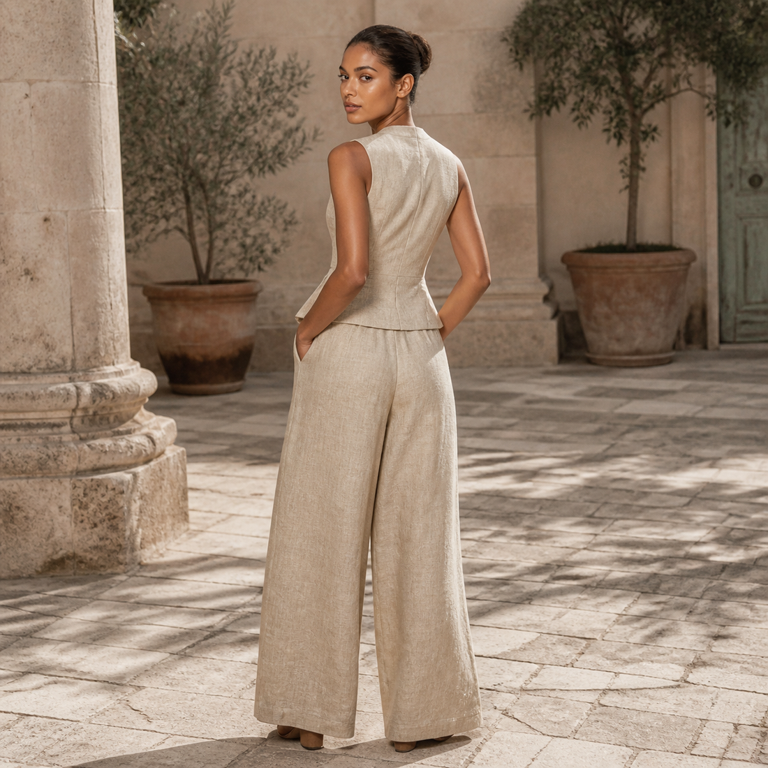 ISABELA Conjunto Sastre Fluido – Elegancia Natural y Silueta Refinada