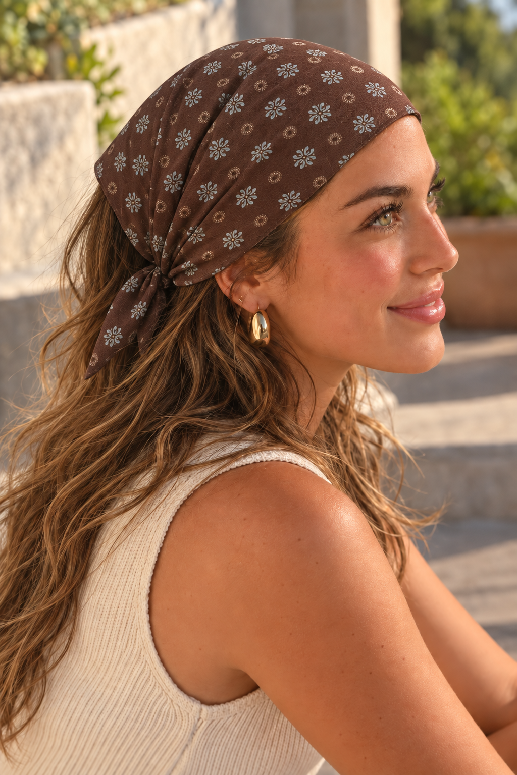 LUNA Pañuelo para el Pelo – Detalle Floral